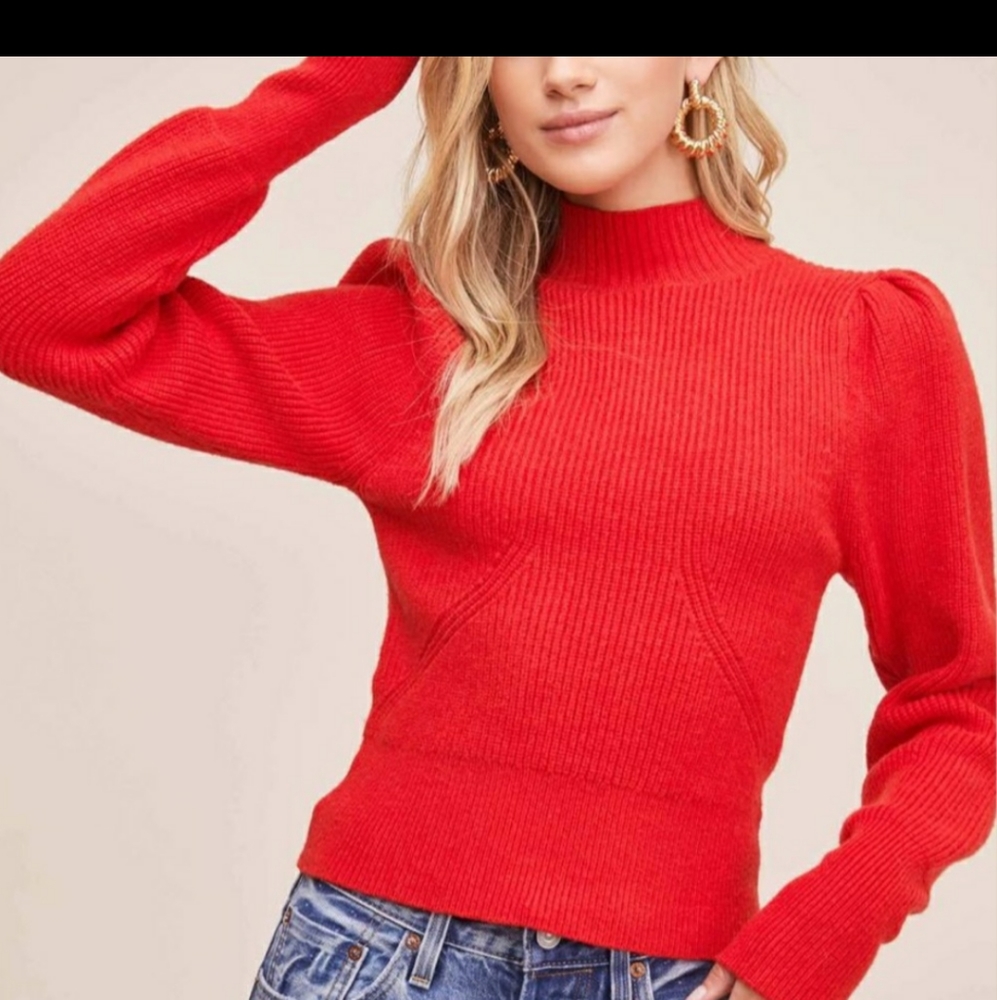 ASTR The Label Red Puff Long Sleeve Sweater M